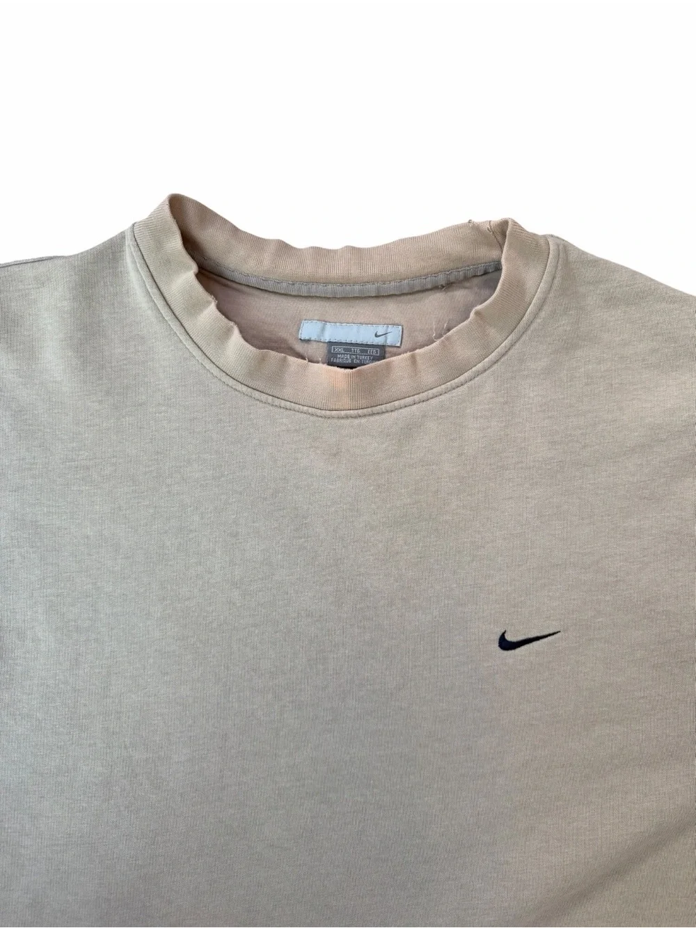 Vintage Y2K Nike Mini Swoosh Crewneck Pullover Sweatshirt XXL Cream Streetwear